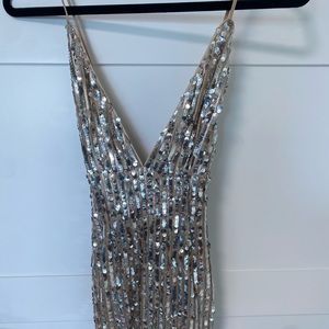 F21 Silver Shimmery Sequin Mini Dress